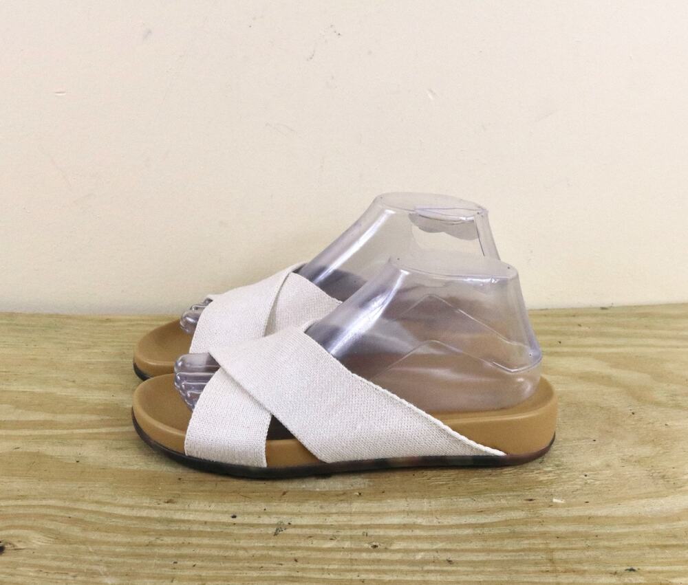 New Rothy's Sandals Womens 7 Beige Hemp Oat The Weekend Slide Shoes
